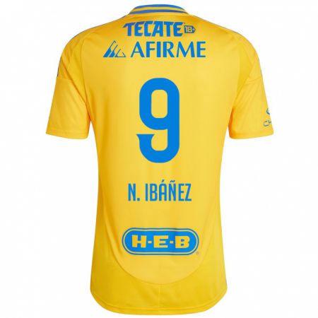 Kandiny Hombre Camiseta Nicolás Ibáñez #9 Oro Amarillo 1ª Equipación 2024/25 La Camisa Chile