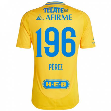 Kandiny Hombre Camiseta Axel Pérez #196 Oro Amarillo 1ª Equipación 2024/25 La Camisa Chile