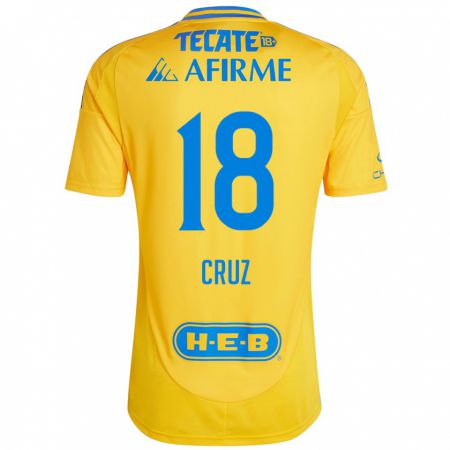 Kandiny Hombre Camiseta Belen Cruz #18 Oro Amarillo 1ª Equipación 2024/25 La Camisa Chile