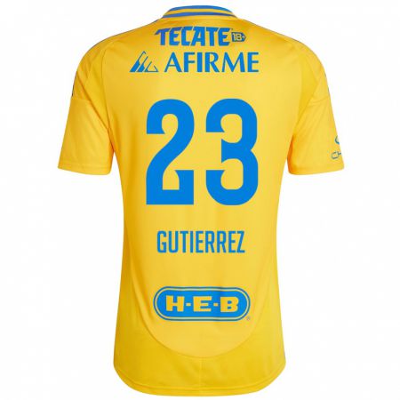 Kandiny Hombre Camiseta Jana Gutierrez #23 Oro Amarillo 1ª Equipación 2024/25 La Camisa Chile