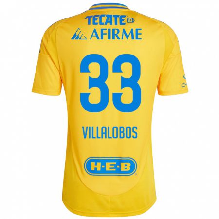 Kandiny Hombre Camiseta Vania Villalobos #33 Oro Amarillo 1ª Equipación 2024/25 La Camisa Chile