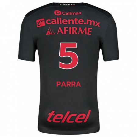 Kandiny Hombre Camiseta Rodrigo Parra #5 Negro Rojo 1ª Equipación 2024/25 La Camisa Chile