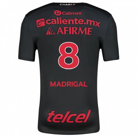 Kandiny Hombre Camiseta Fernando Madrigal #8 Negro Rojo 1ª Equipación 2024/25 La Camisa Chile