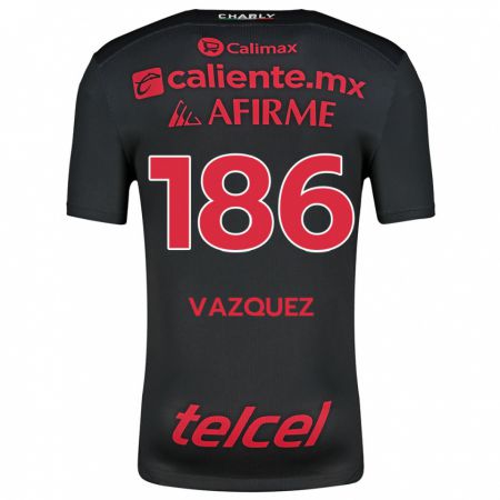 Kandiny Hombre Camiseta Octavio Vázquez #186 Negro Rojo 1ª Equipación 2024/25 La Camisa Chile