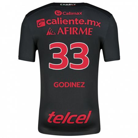 Kandiny Hombre Camiseta Rodrigo Godínez #33 Negro Rojo 1ª Equipación 2024/25 La Camisa Chile