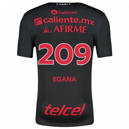 Kandiny Hombre Camiseta Arath Egaña #209 Negro Rojo 1ª Equipación 2024/25 La Camisa Chile