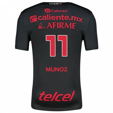 Kandiny Hombre Camiseta Sanjuana Muñoz #11 Negro Rojo 1ª Equipación 2024/25 La Camisa Chile