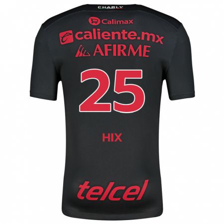 Kandiny Hombre Camiseta Angelina Hix #25 Negro Rojo 1ª Equipación 2024/25 La Camisa Chile