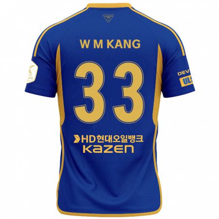 Kandiny Hombre Camiseta Min-Woo Kang #33 Azul Amarillo 1ª Equipación 2024/25 La Camisa Chile