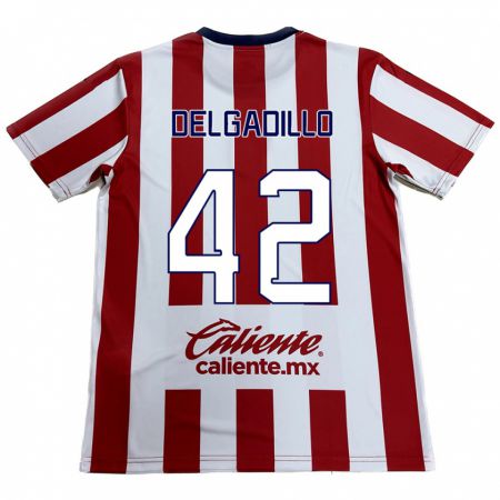 Kandiny Hombre Camiseta Diego Delgadillo #42 Rojo Blanco 1ª Equipación 2024/25 La Camisa Chile