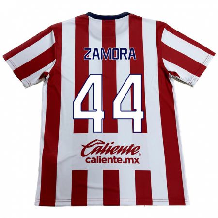 Kandiny Hombre Camiseta Saúl Zamora #44 Rojo Blanco 1ª Equipación 2024/25 La Camisa Chile