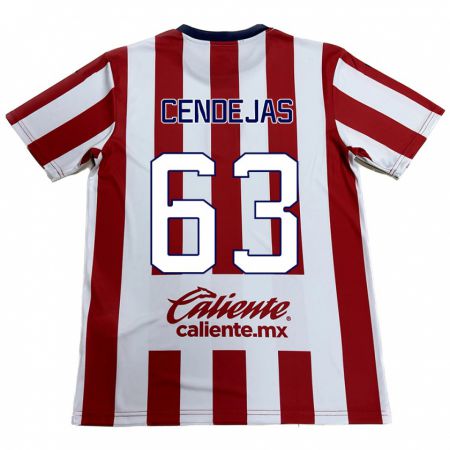 Kandiny Hombre Camiseta Matías Cendejas #63 Rojo Blanco 1ª Equipación 2024/25 La Camisa Chile