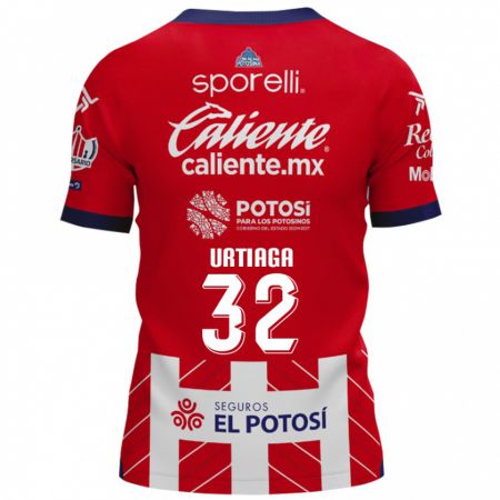 Kandiny Hombre Camiseta Diego Urtiaga #32 Rojo Blanco 1ª Equipación 2024/25 La Camisa Chile