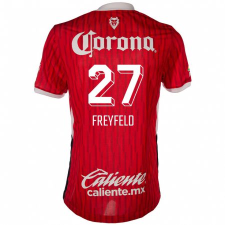 Kandiny Hombre Camiseta Emiliano Freyfeld #27 Rojo Blanco 1ª Equipación 2024/25 La Camisa Chile