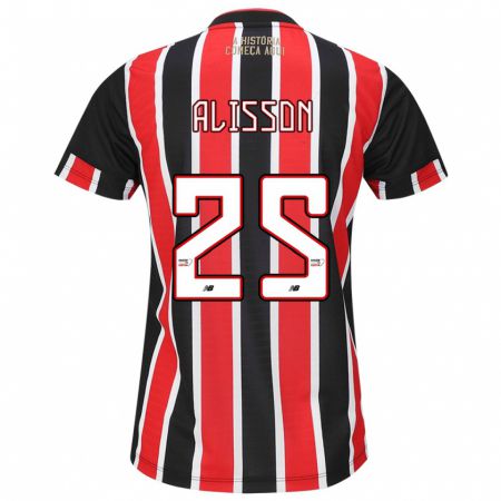 Kandiny Hombre Camiseta Alisson #25 Negro Rojo Blanco 2ª Equipación 2024/25 La Camisa Chile