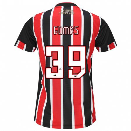 Kandiny Hombre Camiseta William Gomes #39 Negro Rojo Blanco 2ª Equipación 2024/25 La Camisa Chile