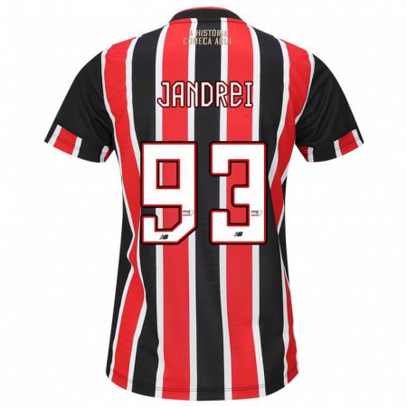 Kandiny Hombre Camiseta Jandrei #93 Negro Rojo Blanco 2ª Equipación 2024/25 La Camisa Chile