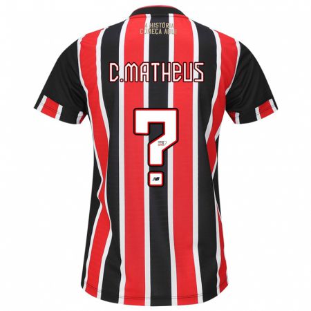 Kandiny Hombre Camiseta Caio Matheus #0 Negro Rojo Blanco 2ª Equipación 2024/25 La Camisa Chile