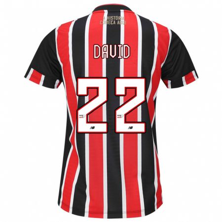 Kandiny Hombre Camiseta David #22 Negro Rojo Blanco 2ª Equipación 2024/25 La Camisa Chile