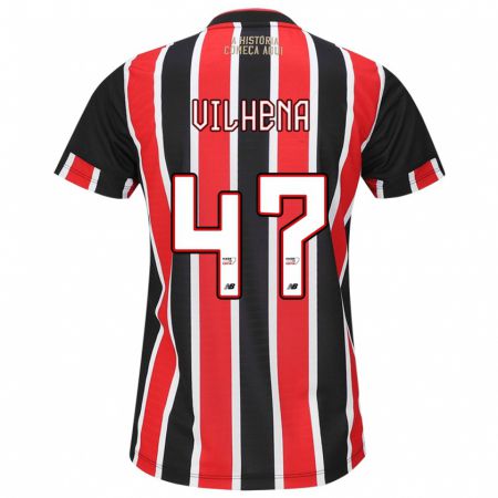 Kandiny Hombre Camiseta Pedro Vilhena #47 Negro Rojo Blanco 2ª Equipación 2024/25 La Camisa Chile