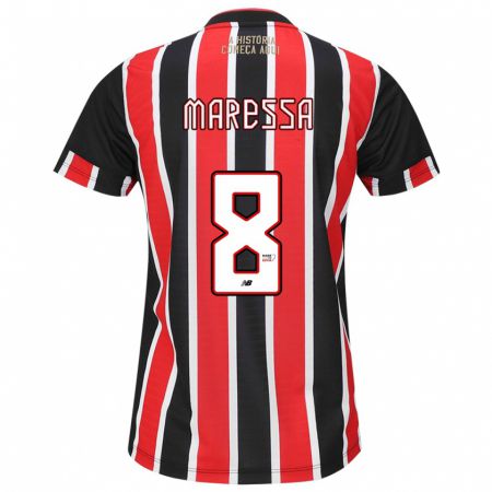 Kandiny Hombre Camiseta Maressa #8 Negro Rojo Blanco 2ª Equipación 2024/25 La Camisa Chile