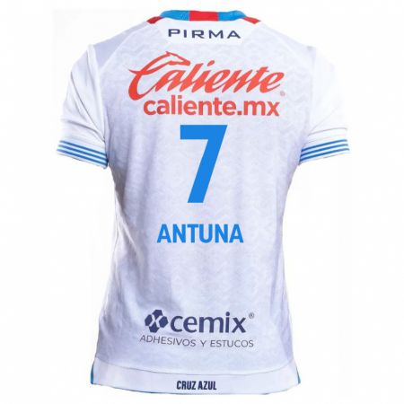 Kandiny Hombre Camiseta Uriel Antuna #7 Blanco Azul 2ª Equipación 2024/25 La Camisa Chile