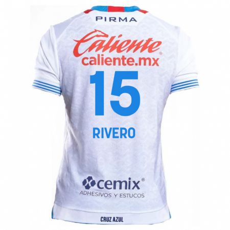 Kandiny Hombre Camiseta Ignacio Rivero #15 Blanco Azul 2ª Equipación 2024/25 La Camisa Chile