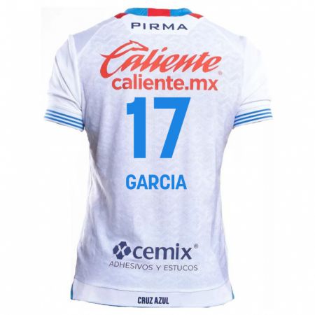 Kandiny Hombre Camiseta Amaury García #17 Blanco Azul 2ª Equipación 2024/25 La Camisa Chile