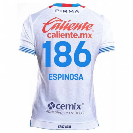 Kandiny Hombre Camiseta Brandón Espinosa #186 Blanco Azul 2ª Equipación 2024/25 La Camisa Chile