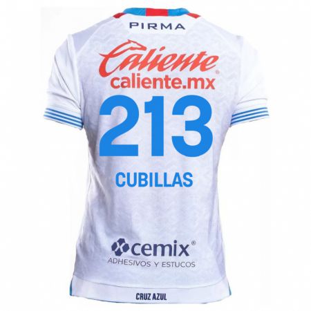 Kandiny Hombre Camiseta Andre Cubillas #213 Blanco Azul 2ª Equipación 2024/25 La Camisa Chile