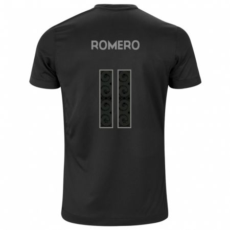 Kandiny Hombre Camiseta Ángel Romero #11 Negro 2ª Equipación 2024/25 La Camisa Chile