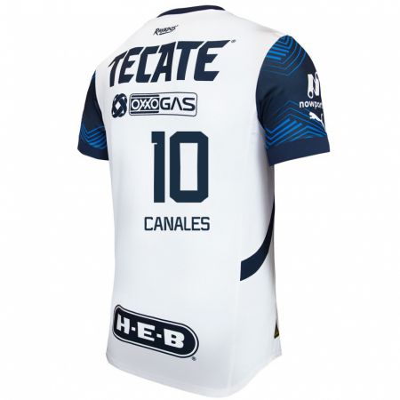 Kandiny Hombre Camiseta Sergio Canales #10 Blanco Azul 2ª Equipación 2024/25 La Camisa Chile