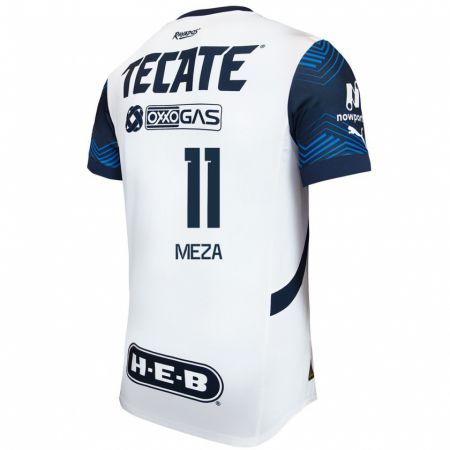 Kandiny Hombre Camiseta Maximiliano Meza #11 Blanco Azul 2ª Equipación 2024/25 La Camisa Chile