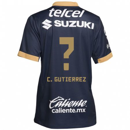 Kandiny Hombre Camiseta Carlos Gutiérrez #0 Obsidiana Dorada Blanca 2ª Equipación 2024/25 La Camisa Chile