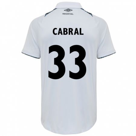 Kandiny Hombre Camiseta Rafael Cabral #33 Blanco Azul 2ª Equipación 2024/25 La Camisa Chile