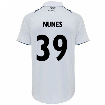 Kandiny Hombre Camiseta Gustavo Nunes #39 Blanco Azul 2ª Equipación 2024/25 La Camisa Chile