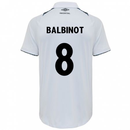 Kandiny Hombre Camiseta Manu Balbinot #8 Blanco Azul 2ª Equipación 2024/25 La Camisa Chile