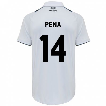 Kandiny Hombre Camiseta Jessica Peña #14 Blanco Azul 2ª Equipación 2024/25 La Camisa Chile