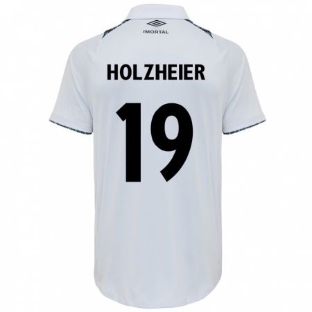 Kandiny Hombre Camiseta Agostina Holzheier #19 Blanco Azul 2ª Equipación 2024/25 La Camisa Chile