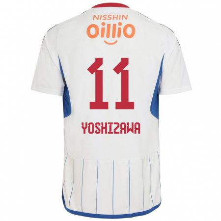 Kandiny Hombre Camiseta Mirai Yoshizawa #11 Blanco Azul Rojo 2ª Equipación 2024/25 La Camisa Chile