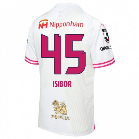 Kandiny Hombre Camiseta Ken Isibor #45 Blanco Rosa 2ª Equipación 2024/25 La Camisa Chile