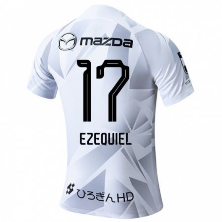 Kandiny Hombre Camiseta Ezequiel #17 Blanco Gris Negro 2ª Equipación 2024/25 La Camisa Chile