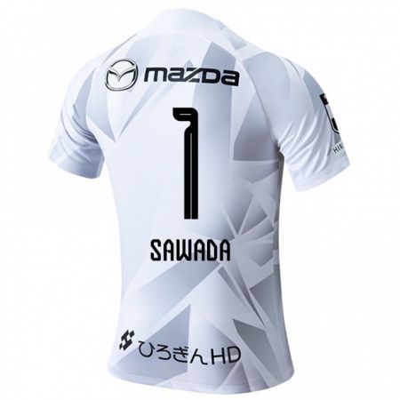 Kandiny Hombre Camiseta Shunsuke Sawada #1 Blanco Gris Negro 2ª Equipación 2024/25 La Camisa Chile