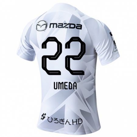 Kandiny Hombre Camiseta Taiga Umeda #22 Blanco Gris Negro 2ª Equipación 2024/25 La Camisa Chile