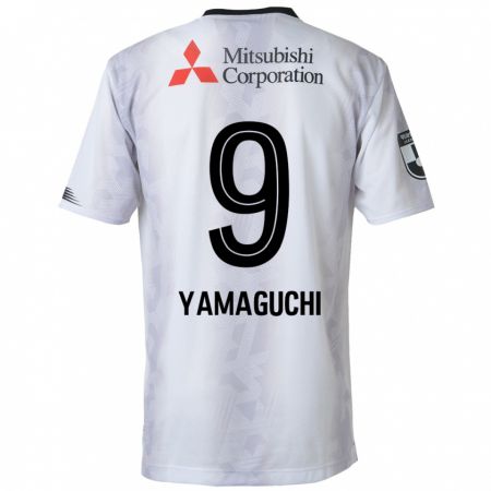 Kandiny Hombre Camiseta Taiyo Yamaguchi #9 Blanco Negro 2ª Equipación 2024/25 La Camisa Chile