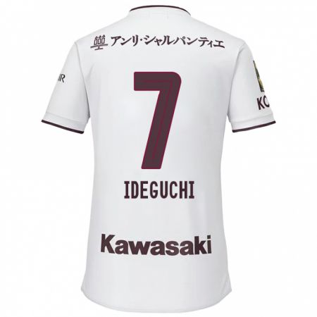 Kandiny Hombre Camiseta Yosuke Ideguchi #7 Blanco Rojo 2ª Equipación 2024/25 La Camisa Chile