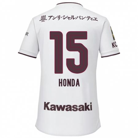 Kandiny Hombre Camiseta Yuki Honda #15 Blanco Rojo 2ª Equipación 2024/25 La Camisa Chile