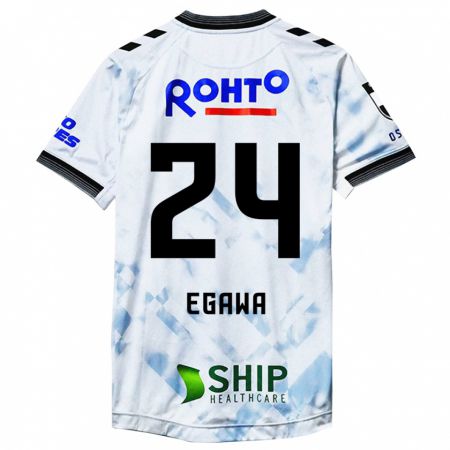 Kandiny Hombre Camiseta Yusei Egawa #24 Blanco Negro 2ª Equipación 2024/25 La Camisa Chile