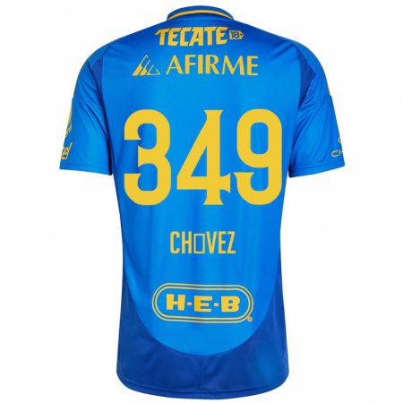 Kandiny Hombre Camiseta Jorge Chávez #349 Azul Amarillo 2ª Equipación 2024/25 La Camisa Chile