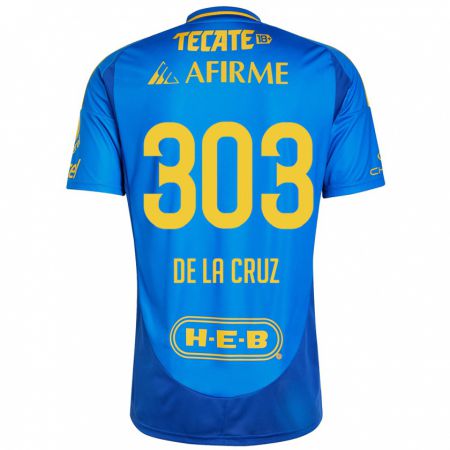 Kandiny Hombre Camiseta Erick De La Cruz #303 Azul Amarillo 2ª Equipación 2024/25 La Camisa Chile